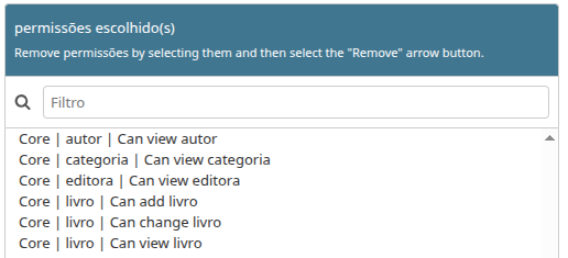 Permissões do grupo Compradores